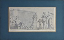 Antique drawing, French school circa 1800. "Allegorical scene."