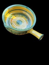 Terre E Provence Large Server W Handle  Pot Dish Pottery Hand Painted 4x11x14