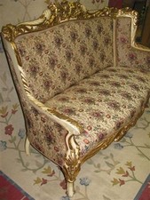 Exceptional c. 1900 French Rococo Cream & GIlt Sofa --  Fabulous Condition