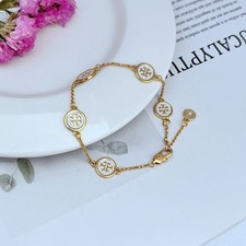 New! Tory TB logo Circle White Bracelet with Jewelry Pouch Size : 21cm