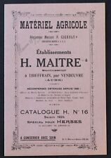 Catalogue 1924 agricultural machine MAITRE Thieffrain Vendeuvre Daube Herse Agri