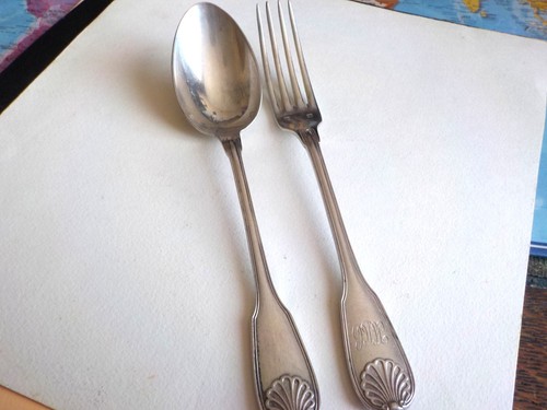 Couvert ancien metal argente - ancien,