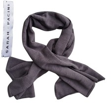 Écharpe Sarah Pacini rectangulaire tricot gris rayé laine mérinos mélangée