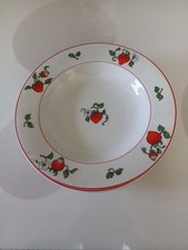 Set of 4 Fitz and Floyd "Fraise de Bois" Strawberry Rimmed Bowls 1980