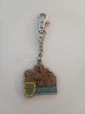 Metal keychain ARDECHE region coat of arms chestnuts keychain vintage 90'