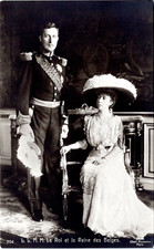 Le roi Albert et la reine Elisabeth de Belgique  Vintage silver print. Tableau