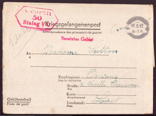 Lettre prisonnier guerre - de,