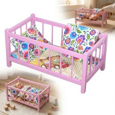 Lit poupée bois rose +