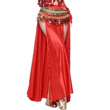 Satin Skirt Belly Dance Side Slit Skirt Costume Tribal Jupe Flamenco Sexy Skirt