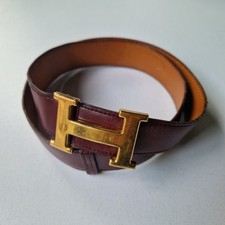 Ceinture Hermès &quot;H&quot; vintage boucle doré - Hermes belt gold Taille 80 cm