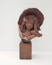 Signed Portrait of a Girl Terracotta Statuette Bust