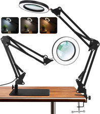 Lampe Loupe de Bureau LED 10X - Bras Pivotant, 3 Couleurs, 10 Niveaux