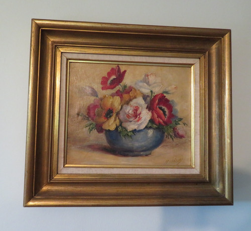 Ancien tableau bouquet - tableau,