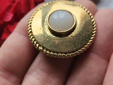 Vintage Gold Metal Button White Heart Haute Couture Setter 2.5cm Ref 4925