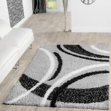 Tapis Moderne Poils Longs Shaggy Vigo À Motifs Gris Noir Crème Super Prix !