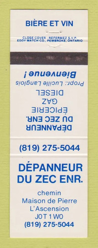 Matchbook cover depanneur du - depanneur,