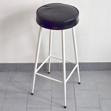 VINTAGE 1950S BLACK SKAI & WHITE LACQUER METAL BAR STOOL 50S ROCKABILLY