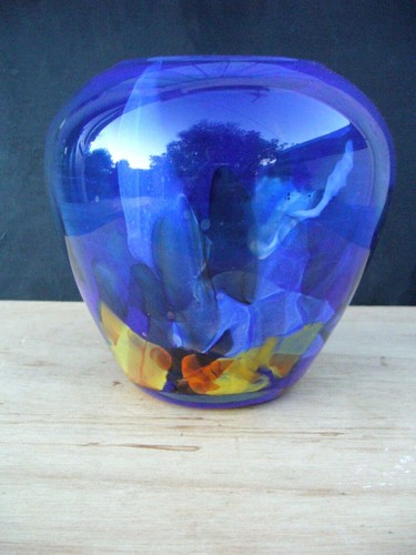 Vase murano bleu cobalt et - ,