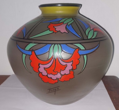 Grand vase emaille art deco - grand,