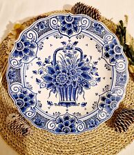 Delft Earthenware Plate - Hand Painted, Floral Decor - Signed - Vintage