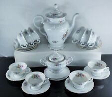 SERVICE A CAFE 10 TASSES SOUCRIERE PORCELAINE AJOURE WALBRZYCH POLOGNE SIGNE