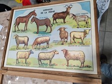 Ancienne affiche scolaire Tracteur Agricole Les Charrues Imp Lang Paris A Saisir