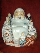 Bouddha rieur -Putai-en porcelaine émaillée-Chine- H: 26 cm