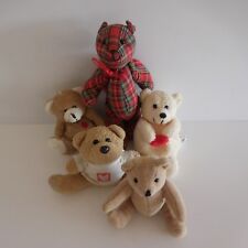 Lot of 5 Teddy Bear Plush Figures Vintage Design Print PN France