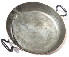 Antique 14.2in Copper Frying Pan Paella Pan Made in France Good Tin Lining 7.7lb