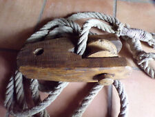 Antique wooden boat pulley, marine, rope, decoration, 19th century