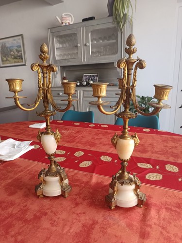 Paire bougeoirs chandeliers