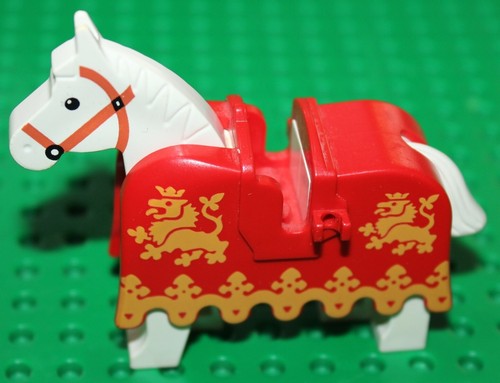 Lego castle white horse red - horse, +red