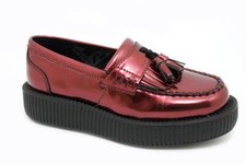 T. U. K.V8983 Tuk Viva Bas Creeper Mocassins Rouge Métallique Rockabilly