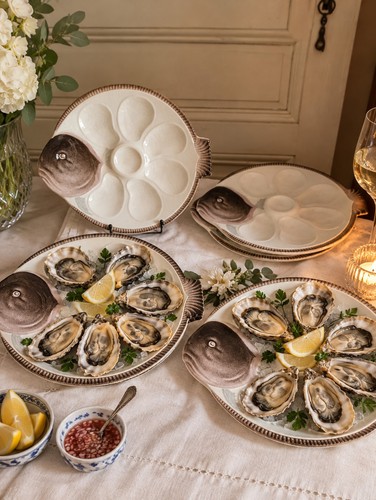 Six assiettes huîtres en - assiettes,