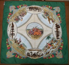 Beautiful silk scarf by Hermès, model "Cavaliers Peuls". 