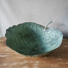 Grand Saladier En Forme De Feuille ! Laiton Ou Cuivre Patiné / Réf A574