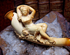 LARGE CARVED SEA FOAM CIGARETTE SMOKING PIPE "A beautiful woman"