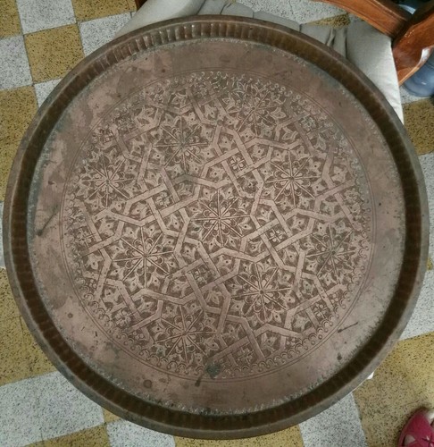 Plateau ancien cuivre marocain - plateau,