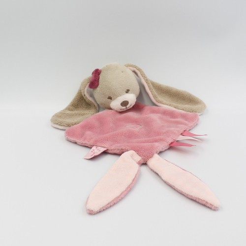 Doudou plat lapin rose - , beige