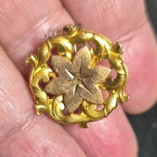 Antique Napoleon III Era Brooch - Floral Pattern - Gold Plated
