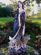 15355 GRANDE  STATUETTE  FIGURINE FEE FEES  LOUP    ELFE   HEROIC  65CM  GM FATA