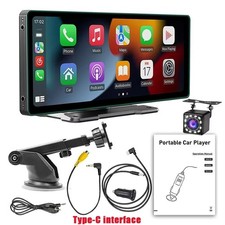 10.26" Car Stereo Wireless CarPlay Android Auto + 12LED Backup Camera WiFi USB
