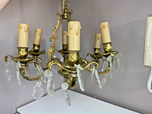 Lustre ancien bronze avec - lustre,
