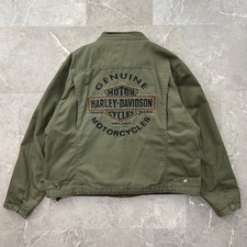 Harley Davidson Jacket Mens 2XL XXL Zip-Out Hoodie Vest Army Green Coat