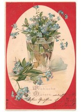 1903 Ancienne Carte Postale Début 1900 Vase Fleurs Myosotis Pâques Ostern