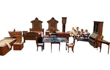 Vintage Mixed Lot Wood Dollhouse Furniture German ARI Dolls Family Clock Sofa