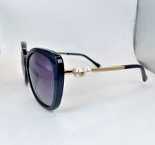 Brand New CHANEL Sunglasses Women Black Frame & Gold W Pearls 100% Authentic