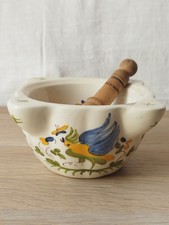 Handmade earthenware earthenware ear mortar and pestle Provencal bird decor 