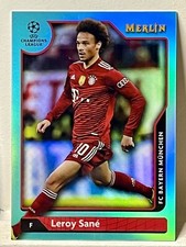2021-22 Merlin Collection Chrome UCL Aqua Refractor /199 Leroy Sané #69