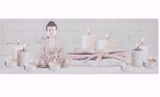 Cadre toile tableau zen Bouddha et Bougie - 90 x 30 cm